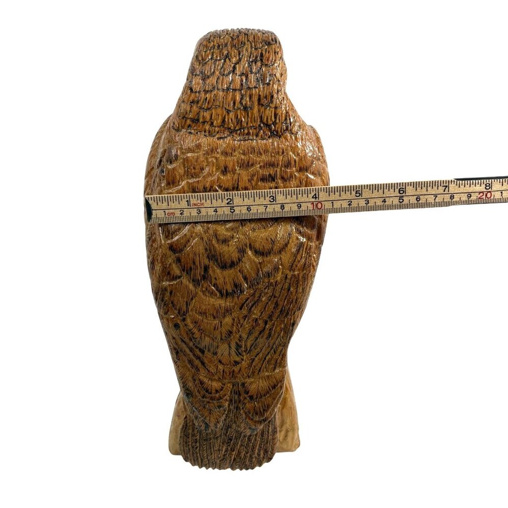Hand Carved Wooden Hawk Falcon Sculpture Signed Mel Watson Raptor Bird Statue 16 - Picture 3 of 16